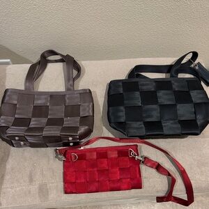 Harveys Black, Brown, and Red Woven Shoulder Bags - sold as lot